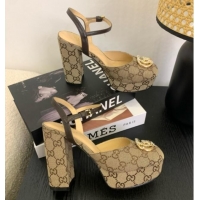 Pretty Style Gucci Platform Pump with Double G 817258 Beige