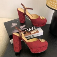 Good Quality Gucci Platform Pump with Double G 817258 Rosso Ancora Red
