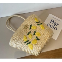 Famous Brand Dior Lemon Straw Basket Bag 0513 Beige 2025