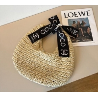 Best Price Chanel Straw Clutch Bag with Bow CH051301 Beige 2025