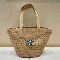 Affordable Price Chanel Crochet Straw Basket Bag CH051302 Khaki 2025