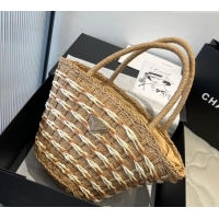 Affordable Price Prada Straw Basket Bag PR051302 Khaki 2025