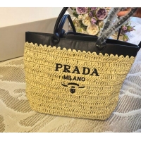 Chic Inexpensive Prada Straw Basket Bag PR051303 Beige 2025
