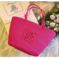 Good Product Loewe Straw Basket Bag LW051302 Dark Pink 2025
