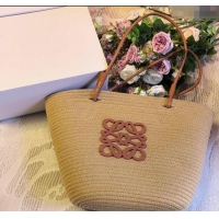 Free Shipping Loewe Straw Basket Bag LW051302 Khaki 2025