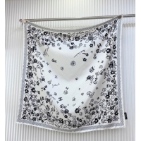 Best Product Chanel Flower Silk Square Scarf 90x90cm CH051307 White 2025