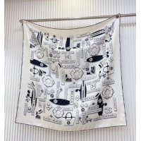 New Fashion Chanel Printed Silk Square Scarf 90x90cm CH051309 White 2025