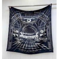 Best Price Chanel Palace Hall Silk Square Scarf 90x90cm CH051311 Navy Blue 2025