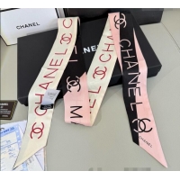 Well Crafted Chanel Silk Bandeau Scarf 6x160cm AAA483 Pink 2025