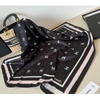 Famous Brand Chanel Bow Silk Square Scarf 90x90cm AAA777 Black 2025