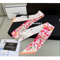 Top Design Chanel Flower Silk Slim Bandeau Scarf 6x120cm AAA827 Red 2025