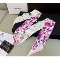 Low Price Chanel Flower Silk Slim Bandeau Scarf 6x120cm AAA827 Purple 2025