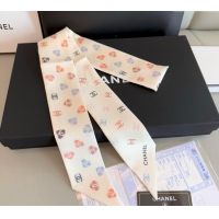 Market Sells Chanel CC Heart Silk Slim Bandeau Scarf 6x120cm 0513 Ivory White 2025