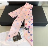 Promotional Chanel CC Heart Silk Slim Bandeau Scarf 6x120cm 0513 Light Pink 2025