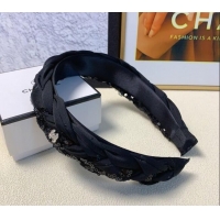 Super Quality Chanel Braided Headband with Sequins 1109 Black 2024