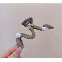 Best Quality Chanel Hair Clip with Pearls 0302 Grey 2024