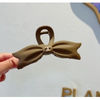 Top Quality Chanel Matte Bow Hair Clip CH0401 Khaki 2024