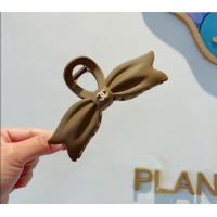Top Quality Chanel Matte Bow Hair Clip CH0401 Khaki 2024