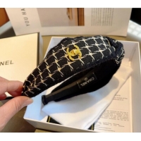 Good Looking Chanel Tweed Hair Headband 0729 Black 2024