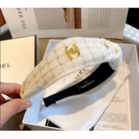 Best Design Chanel Tweed Hair Headband 0729 White 2024