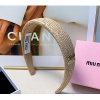 Reasonable Price Miu Miu Straw Hair Headband 0729 Khaki 2024