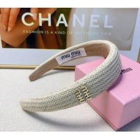 Grade Cheapest Miu Miu Straw Hair Headband 0729 White 2024