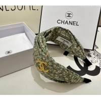 Hot Sell Cheap Chanel Flora Printed Headband 082008 Green 2024