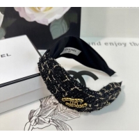Luxury Classic Chanel Tweed Headband 082010 Black 2024