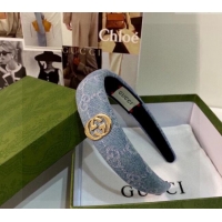 Cheapest Gucci GG Denim Headband 0820 Light Blue 2024