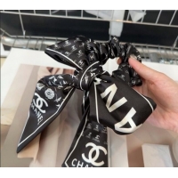 Good Looking Chanel Bow Printed Hair Ring 1023 Black 2024