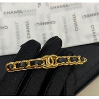 Pretty Style Chanel Chain Leather Hair Clip 1126 Black 2024