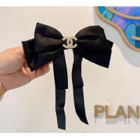 Well Crafted Chanel Bow Hair Clip 1129 Black 2024