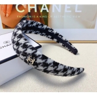 Shop Grade Chanel Houndstooth Headband 1129 Black/White 2024