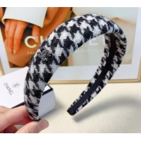 Shop Grade Chanel Houndstooth Headband 1129 Black/White 2024
