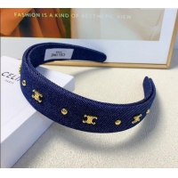 Original Cheap Celine Denim Headband 1129 Dark Blue 2024