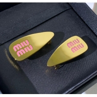 Unique Discount Miu Miu Hair Clip M113004 Gold/Pink 2024 (One Pair)