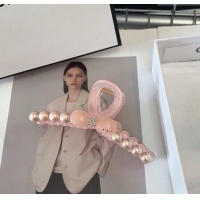 Luxury Cheap Chanel Hair Clip with Bow and Pearls 0311 Pale Pink 2025