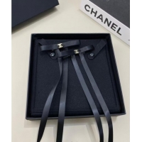 New Design Chanel Bow Long Hair Clip 0509 Black 2025
