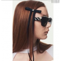 New Design Chanel Bow Long Hair Clip 0509 Black 2025