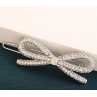 New Product Chanel Strass Bow Hair Clip 0509 Silver 2025