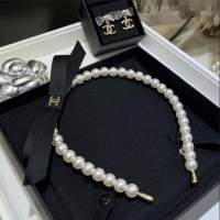 Cheap Best Chanel Pearls Headband with Black Bow C0509 2025
