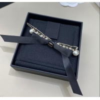 Classic Grade Chanel Hair Clip with Pearls and Black Bow C0509 2025