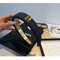 New Stylish Miu Miu Denim Headband 0512 Dark Blue 2025