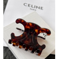 New Fashion Celine Triomphe Hair Clip 051101 Brown 2025