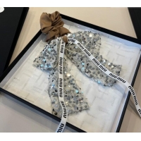Super Quality Miu Miu Bow Hairring with Sequins 2108 Brown 2025
