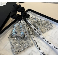 Good Looking Miu Miu Bow Hairring with Sequins 2108 Black 2025