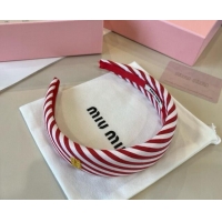 New Style Cheap Miu Miu Striped Headband 0513 Red 2025