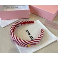 New Style Cheap Miu Miu Striped Headband 0513 Red 2025