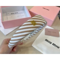 Spot Discount Miu Miu Striped Headband 0513 Beige 2025