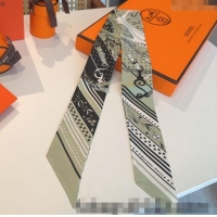 Spot Bulk Hermes Festival des Amazones Bandana Twilly Silk Bandeau Scarf 5x86.5cm H4001 Green 2025